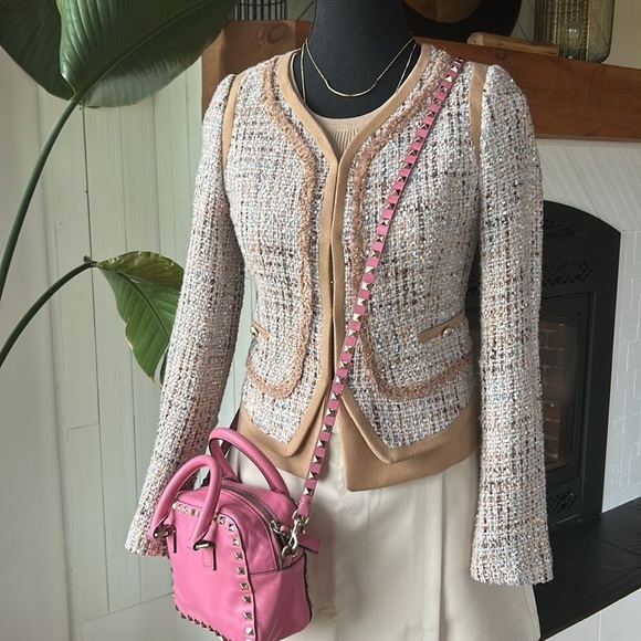 Elegant Tweed Jacket - Cream and Tan - Picture 13 of 15